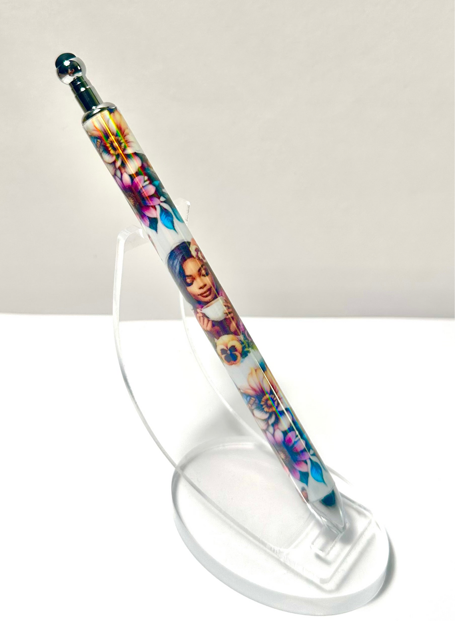 Beauty with multicolored flowers