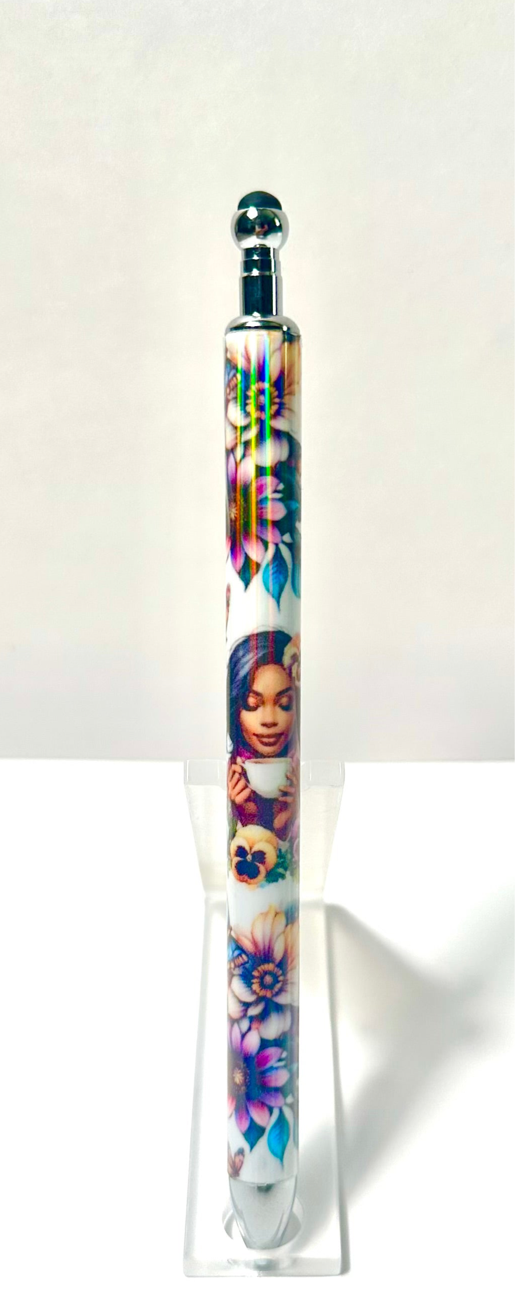 Beauty with multicolored flowers