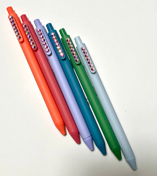Rhinestone colored ink gel, pens, set of six