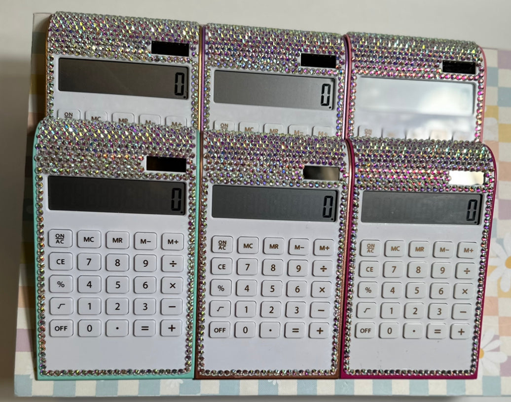 large buttons, 6 different color calculators, with AB rhinestones