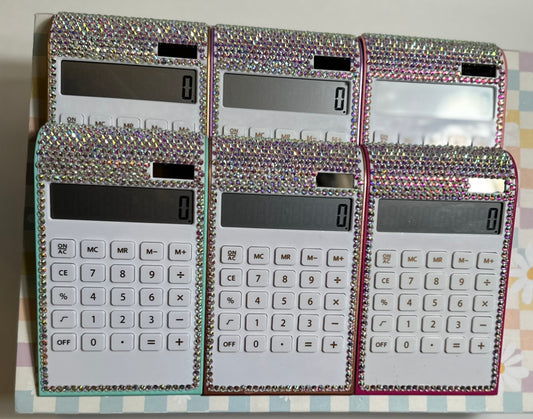 large buttons, 6 different color calculators, with AB rhinestones