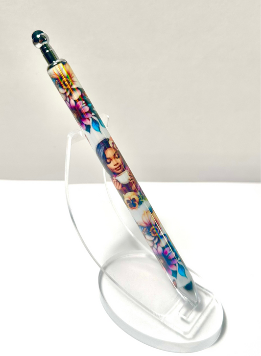 Beauty with multicolored flowers